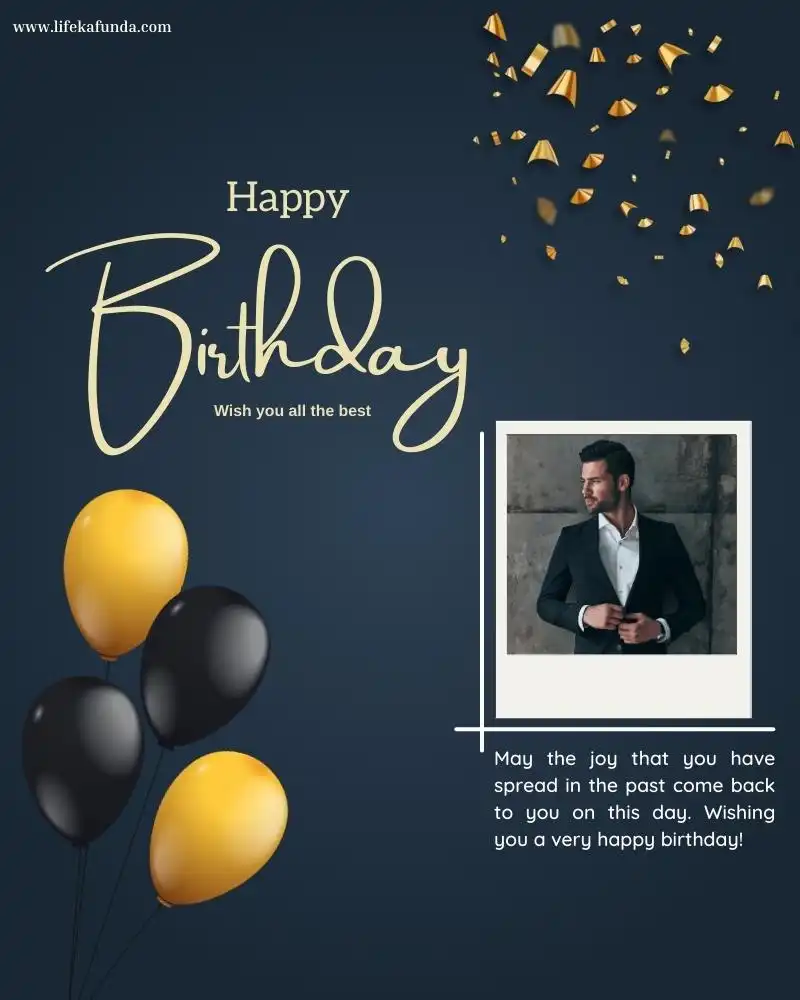 Black Dark Slate Modern Birthday Card with Photo 