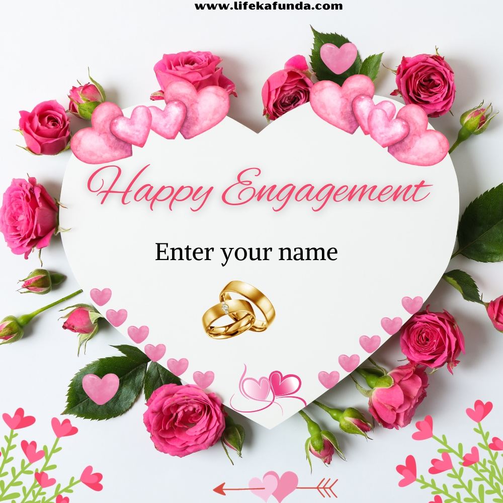 Rose Background Engagement Wishes Card