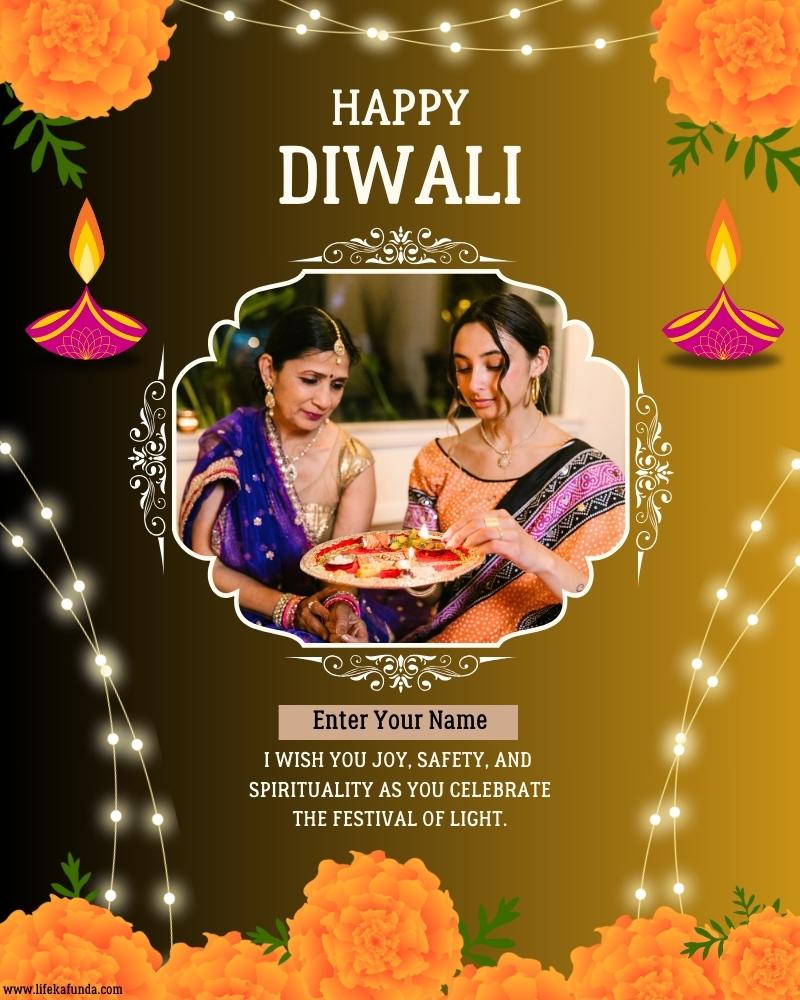 Free Editable Diwali wishes card with Name and Photo