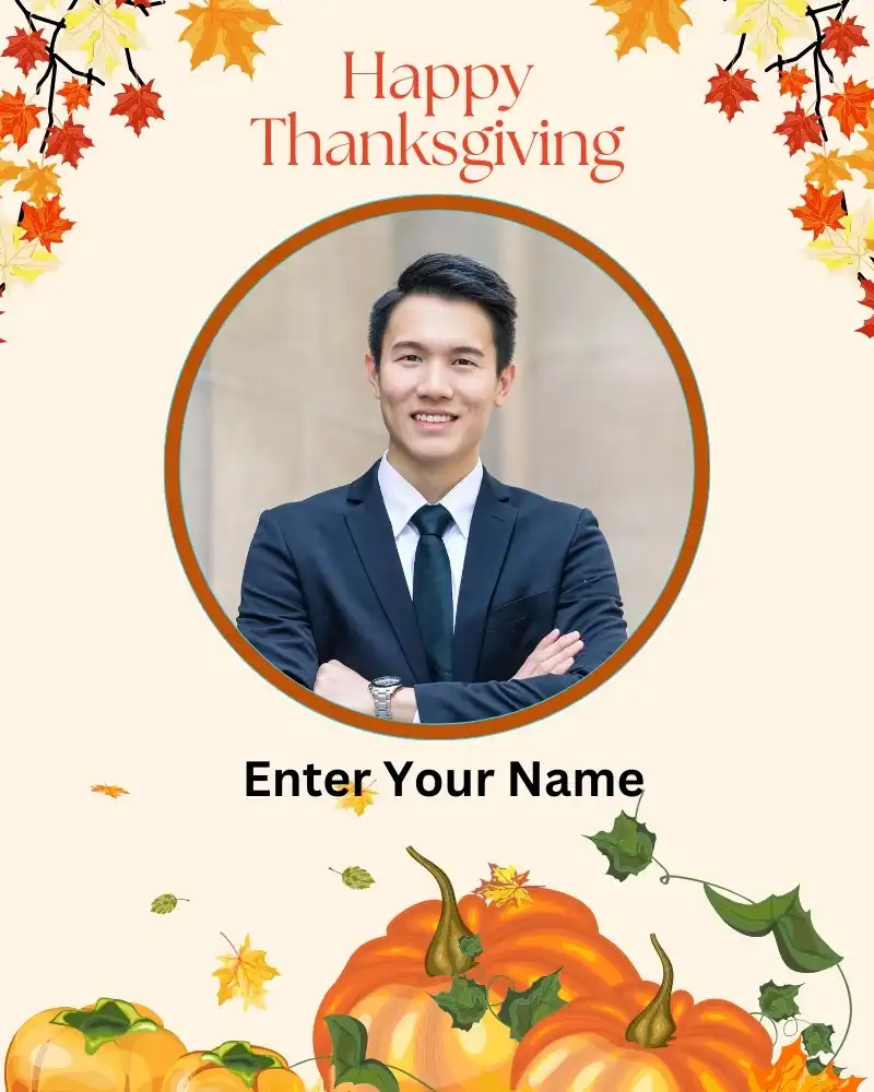 A grateful Thanksgiving wishes with photo and name 