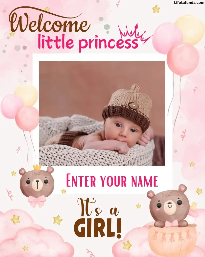 Beautiful welcome Customization Card for Baby with photo