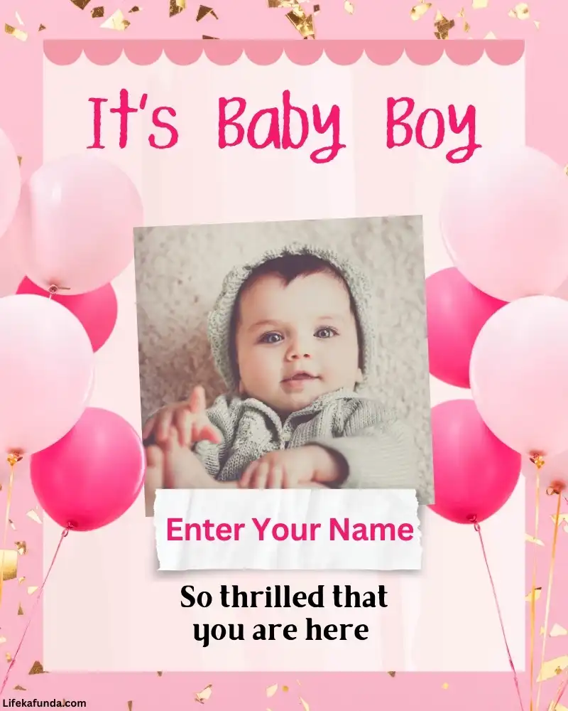 Customize photo welcome greeting cards for baby boy