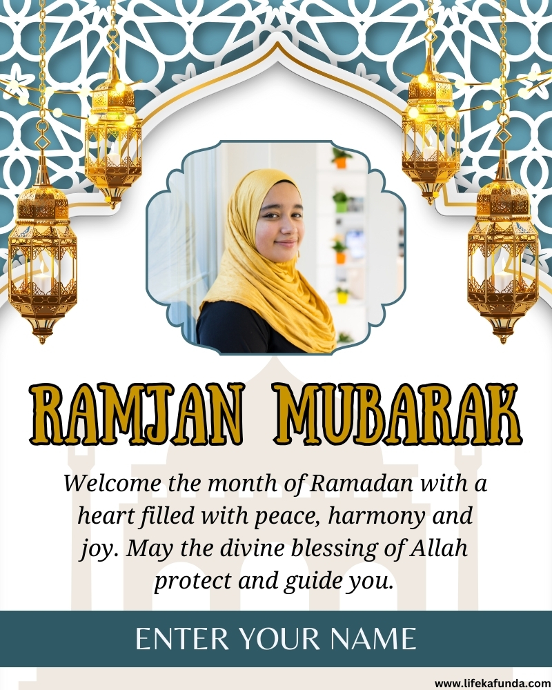 Download Free Name and Photo Editable Ramadan Mubarak Wishes Card