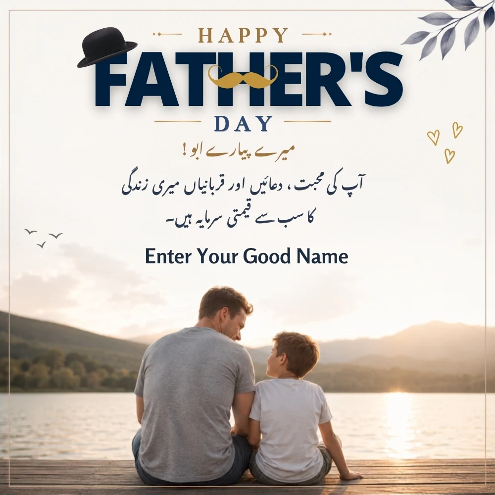 Create Happy Father s Day Greeting Card in Urdu with Name