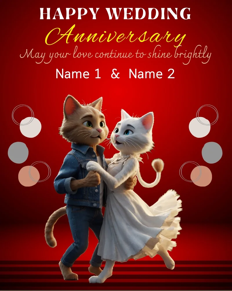 Create Beautiful  and Funny Happy Anniversary Card with Name Edit 