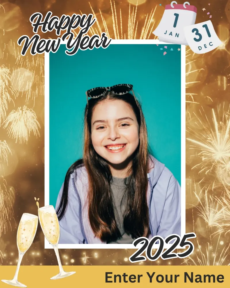 Unique New Year Wishes Card with Photo and Name