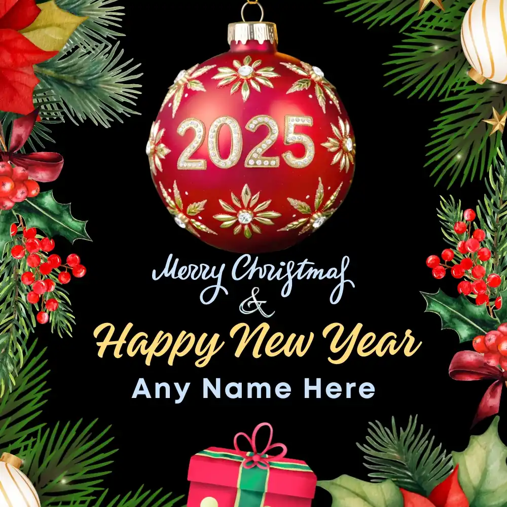 Christmas and New Year Wishes Card Making with Name