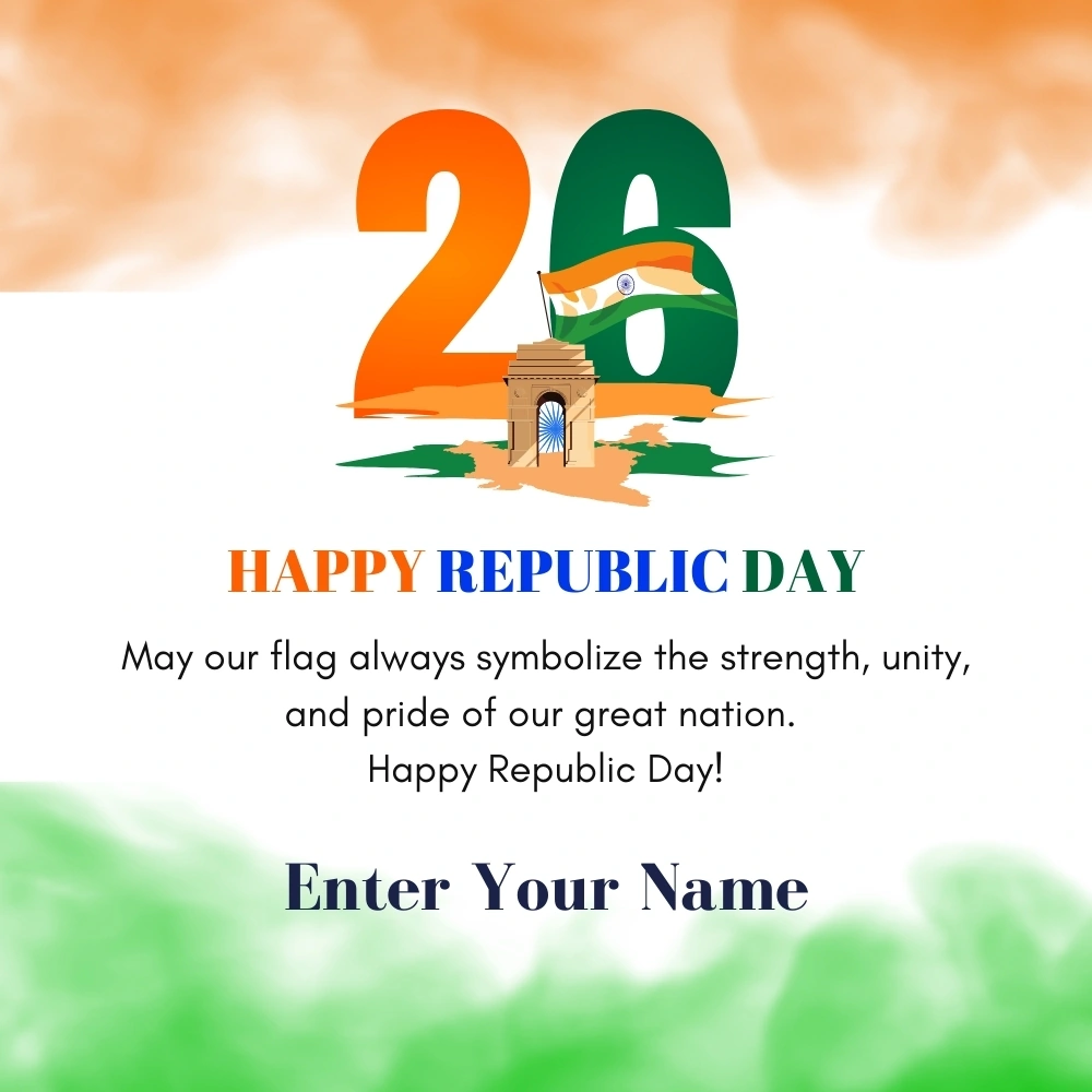 Indian Flag Theme Republic Day Ecard with Name