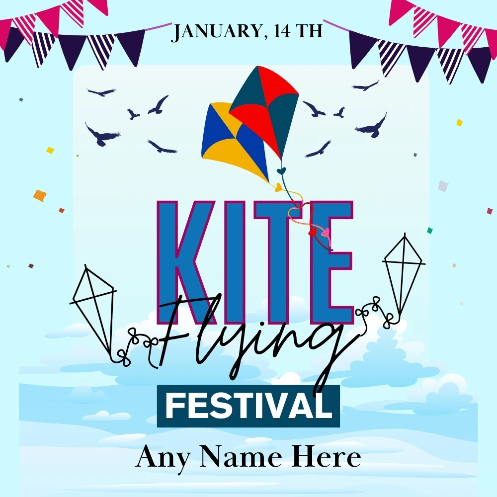 Attractive International Kite Festival Card Design with Name 