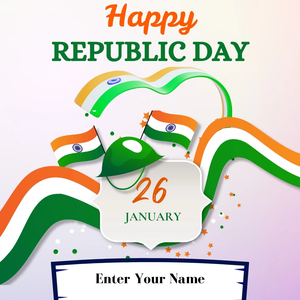 Create Indian Flag Theme Republic Day Ecard with Name