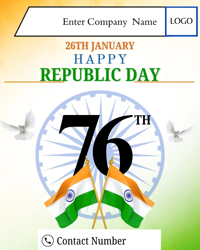 76th Republic Day Business Logo Card