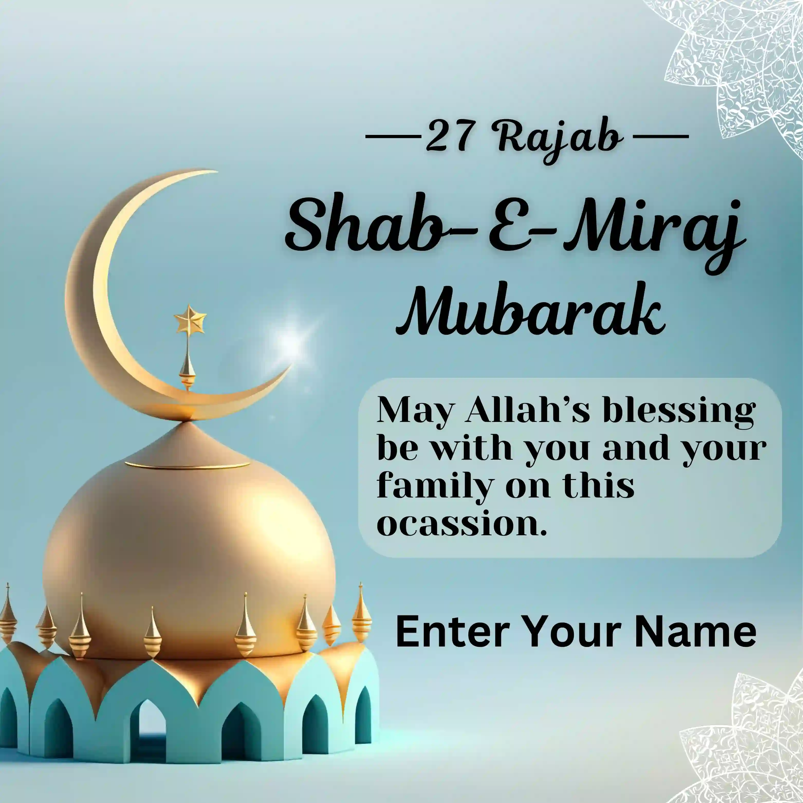 Latest Shab e Miraj Card in English Font 