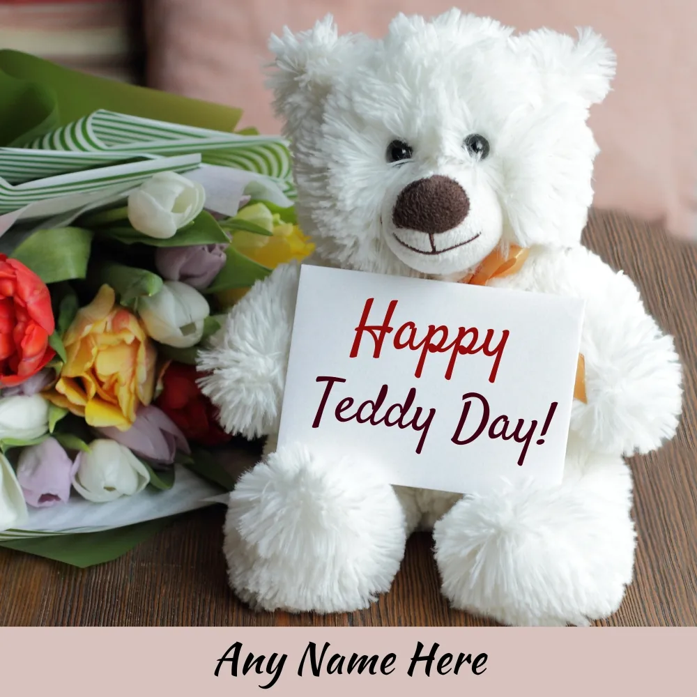  Create Teddy Day Wishes Card with Name