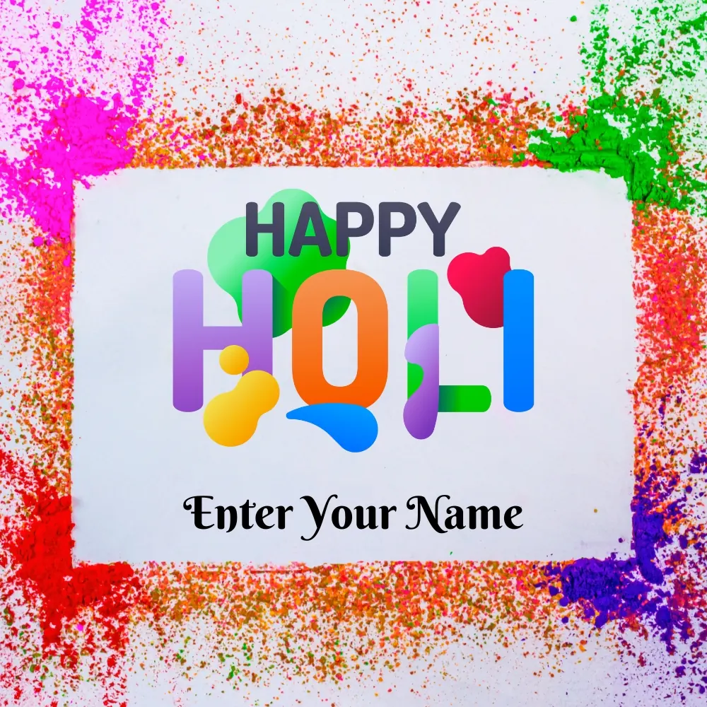 Happy Holi Card Maker Online with Name 