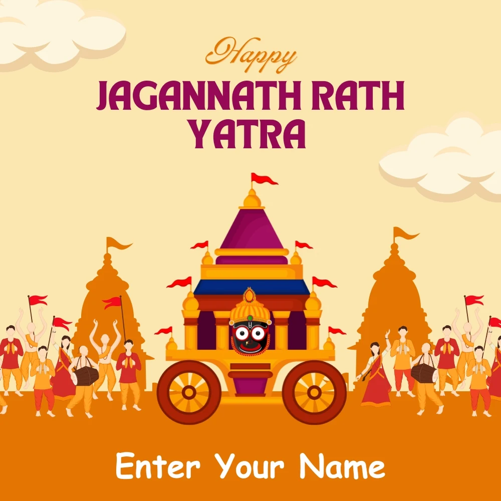 Happy Jagannath Rath Yatra Card with Enjoy People
