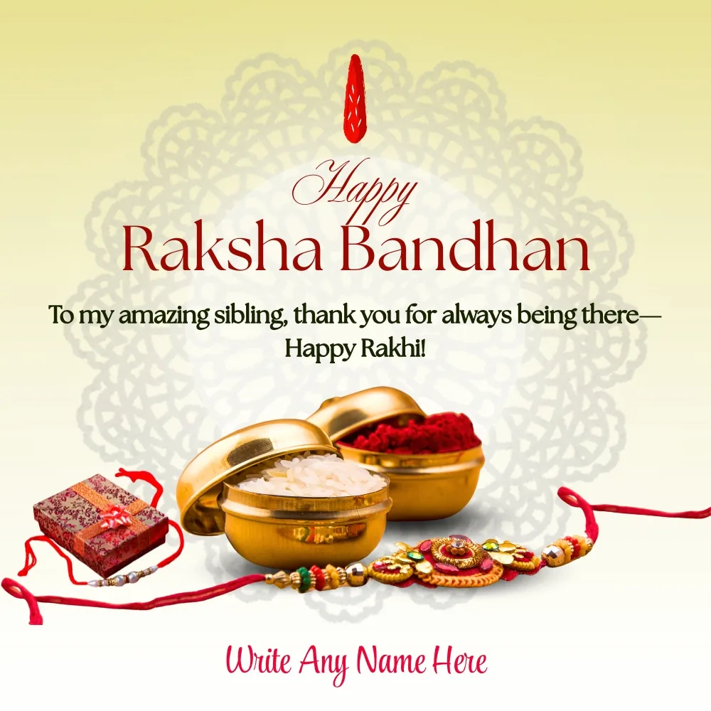 Happy Raksha Bandha Greeting Card with Name Edit