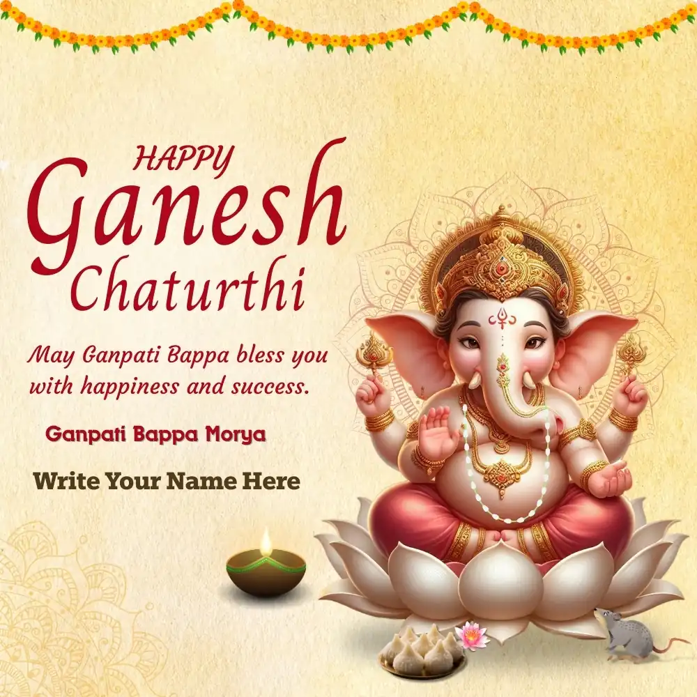 Ganpati Bappa Image with Quotes and Name Edit 