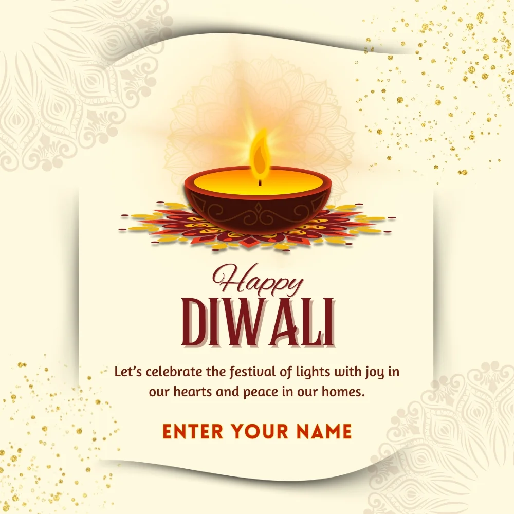 Personalized Elegant Diwali Wishes Card with Name Edit 
