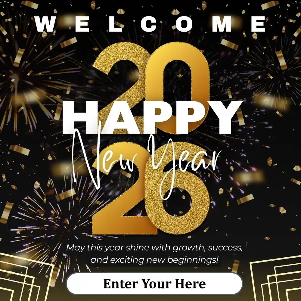 Custom Happy New Year 2026 Wishes Image with Name Edit for Social Media 