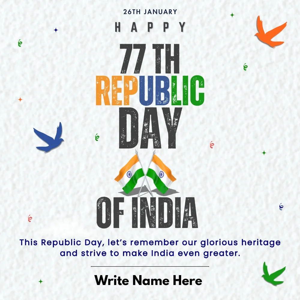Happy 77th Republic Day of India Greeting Card with Heartfelt Message