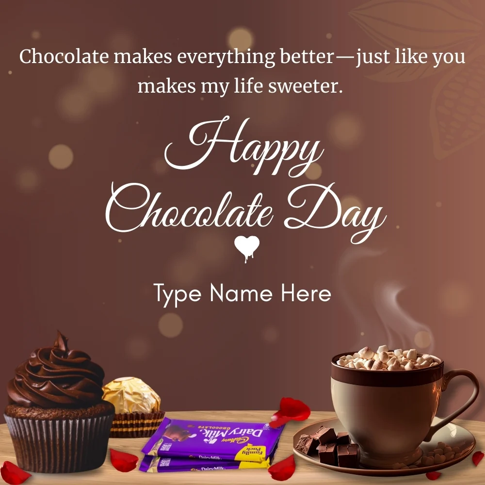 Romantic Chocolate Day Wishes Image | Happy Chocolate Day Card with ...