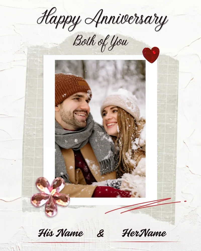 Unique Happy Anniversary Wishes Card with Photo and Name Edit