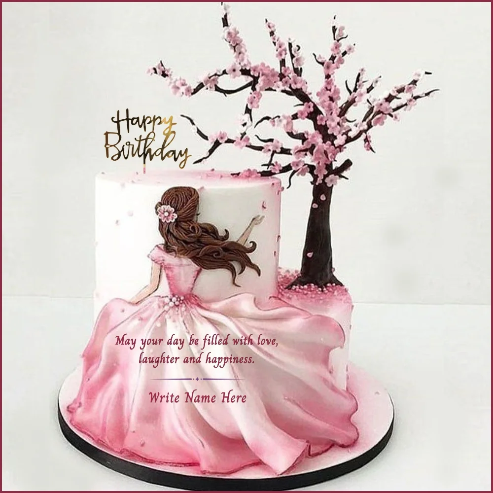 Princess Theme Birthday Cake Wishes Card with Name Personalization