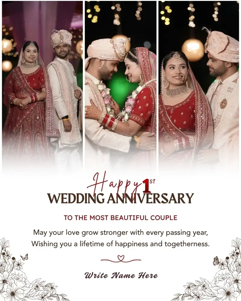 Customized 1st Wedding Anniversary Photo Frame with Name