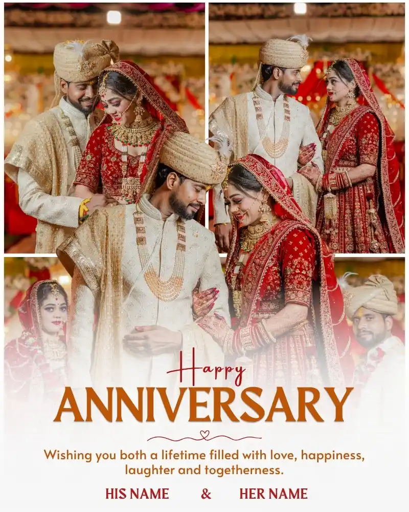 Create Happy Wedding Anniversary Photo Frame with Name Edit and BG Remove