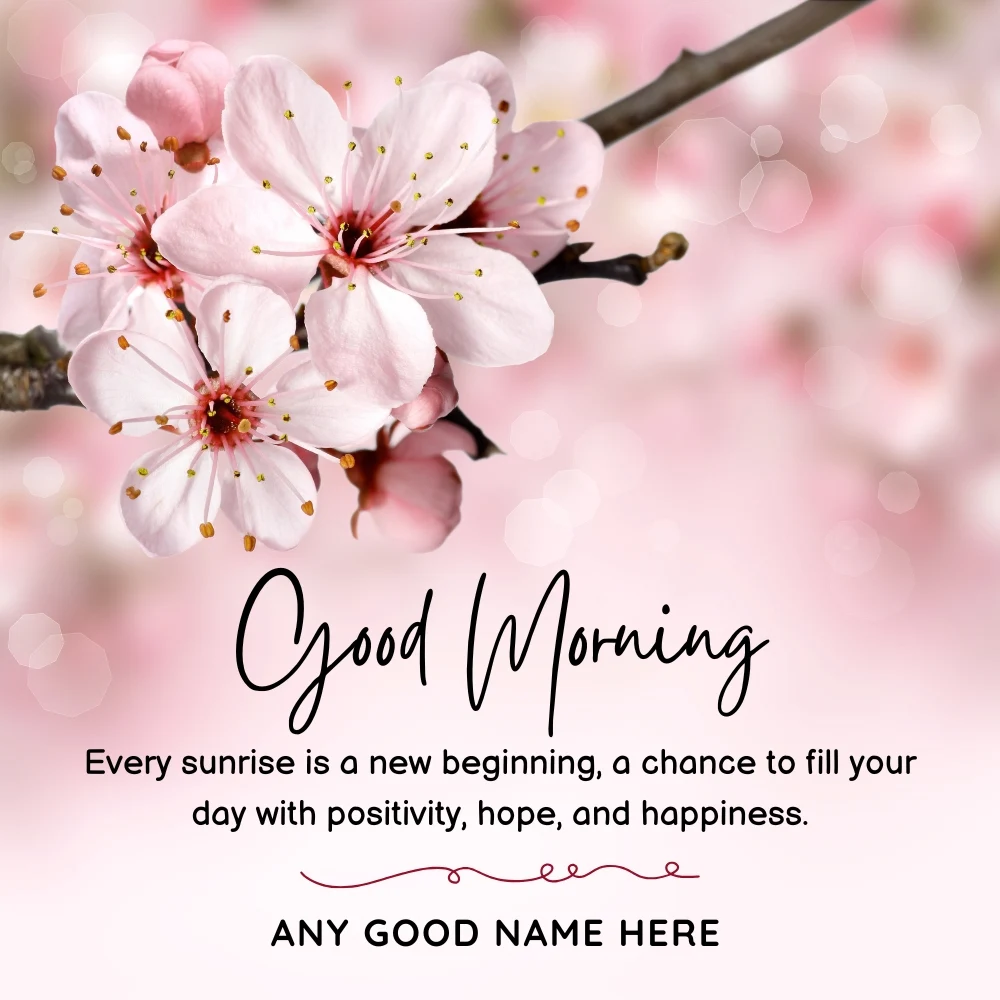 Beautiful Floral Good Morning Wishes Card with Name Edit