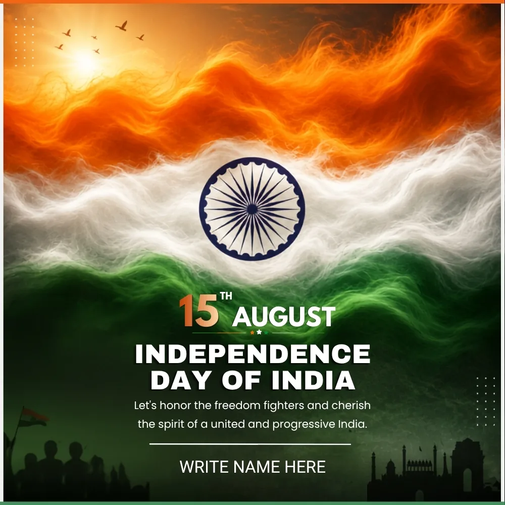 Free Happy Independence Day Tricolor Image with Name Edit