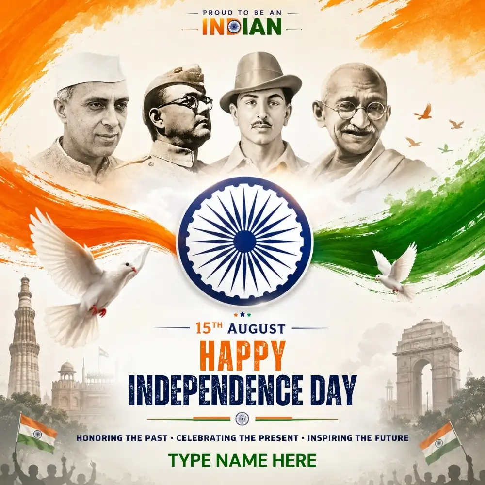 15th August Independence Day Freedom Fighters Image with Name Edit 