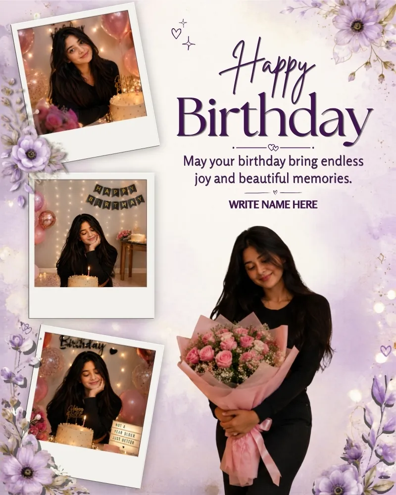 Elegant Happy Birthday Photo Frame with Custom Name and Auto Background Remove