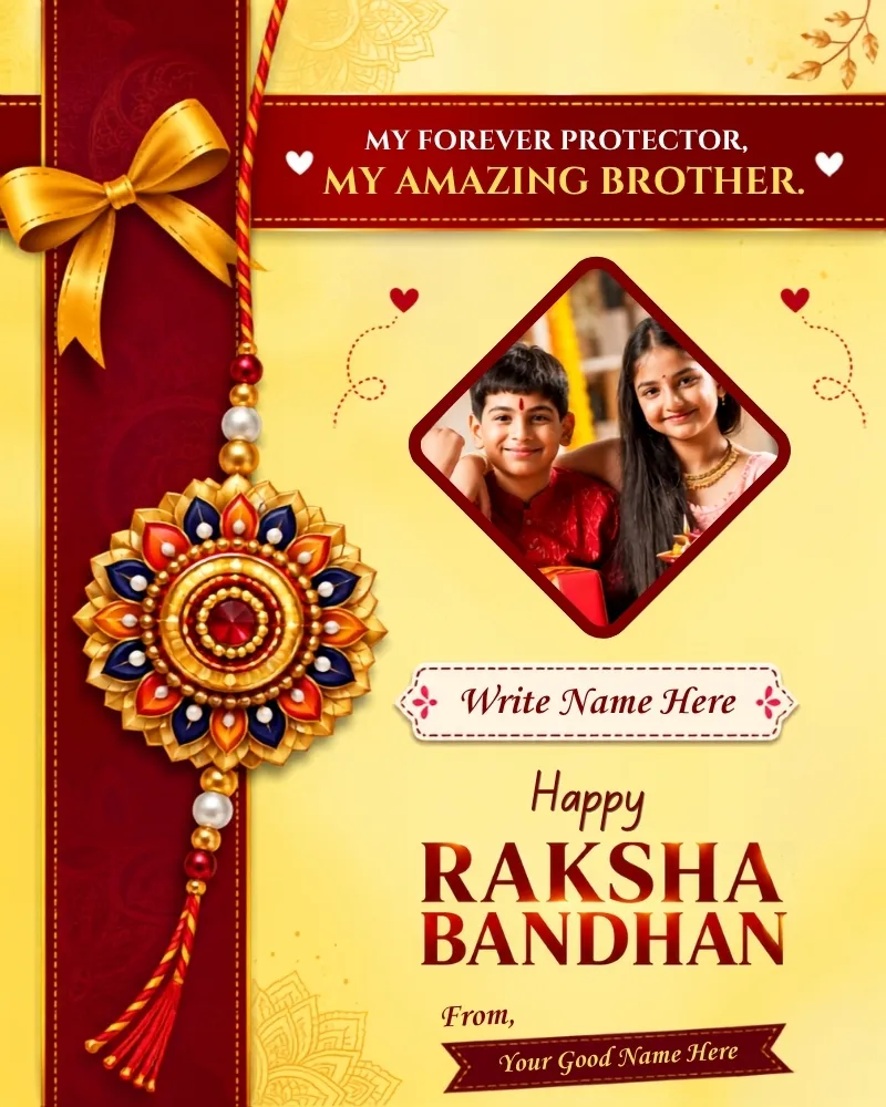 Raksha Bandhan Greeting Card with Your Name and Photo Upload