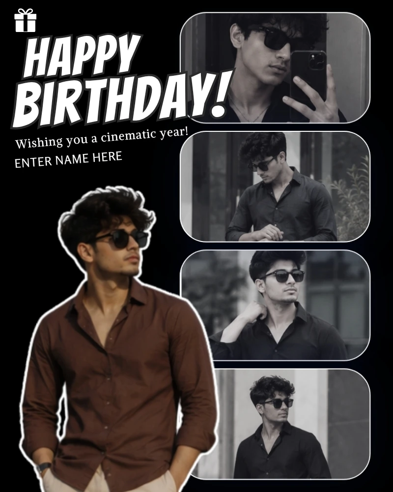 Create Cinematic Birthday Photo Collage Template with Name Edit & Auto BG Remover 