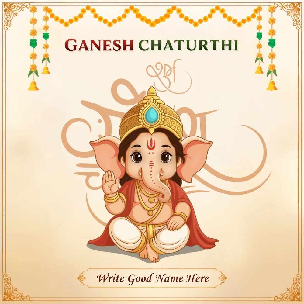Write Name on Ganesh Chaturthi Wishes Card