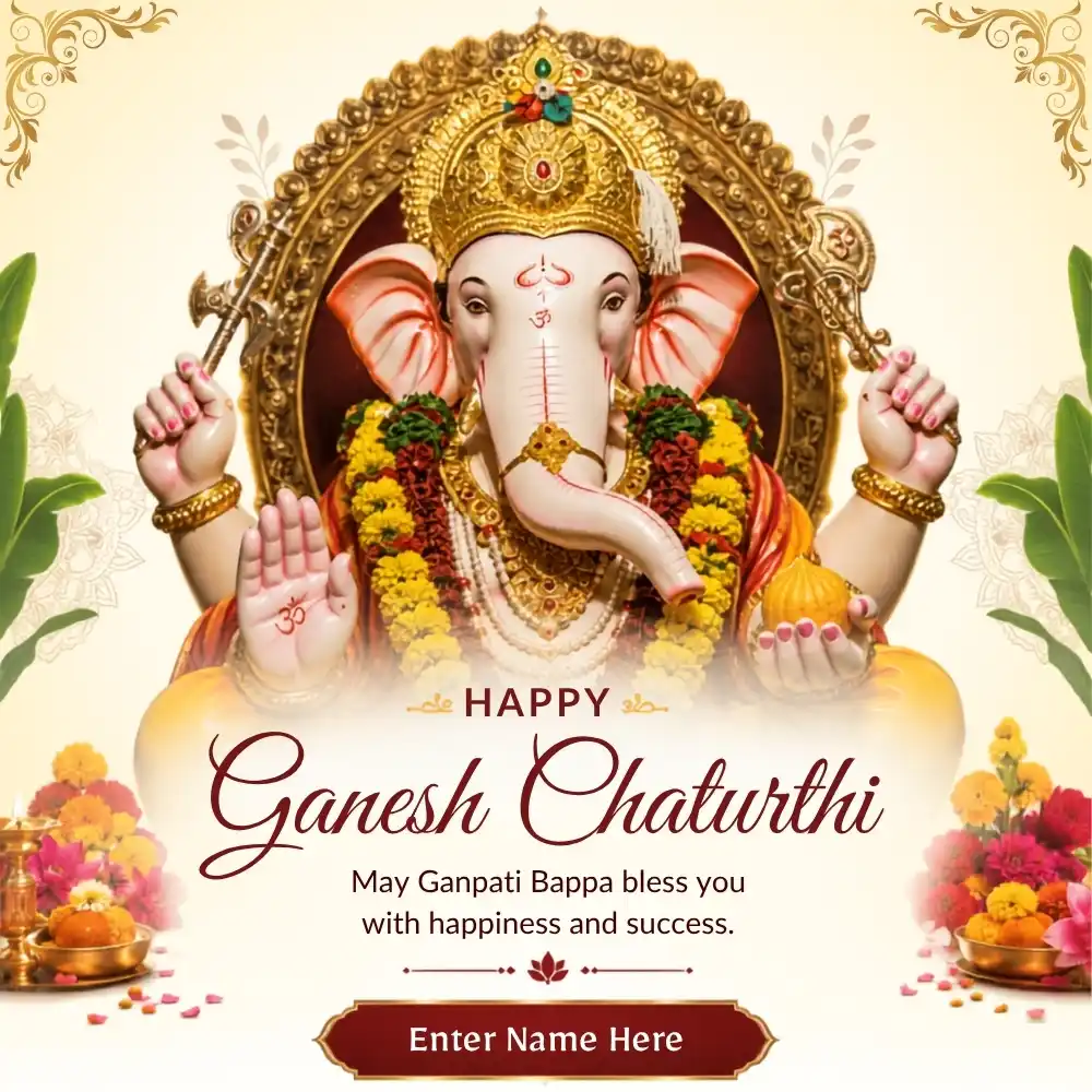 Happy Ganesh Chaturthi Greeting Card with Name Edit