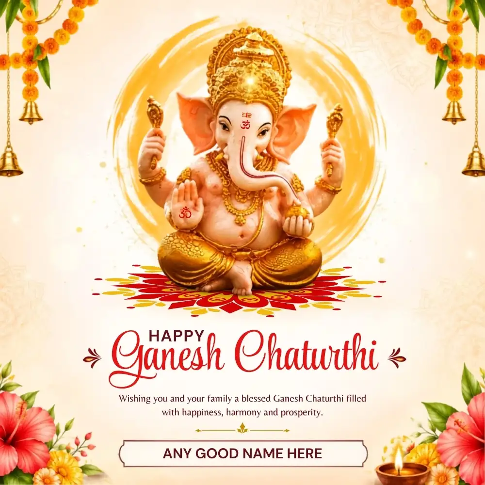 Ganesh Charturthi Festival Wishes Image with Name