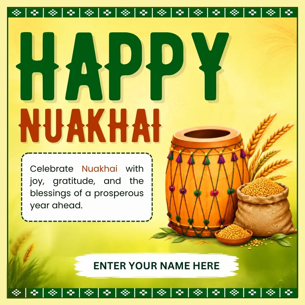 Latest Happy Nuakhai E-card with Name Edit