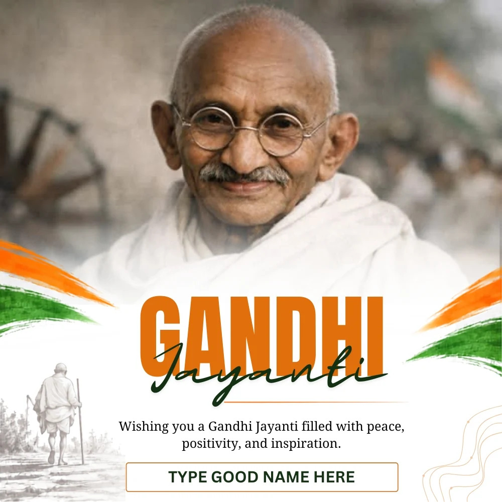 Mahatma Gandhi Birthday Wishes with Name Edit