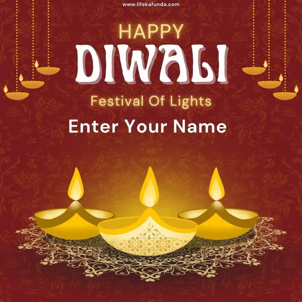 Happy Diwali wishes card with Name customization feature