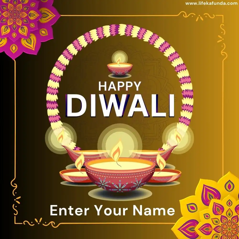 Happy Diwali wishes card with Name customization feature