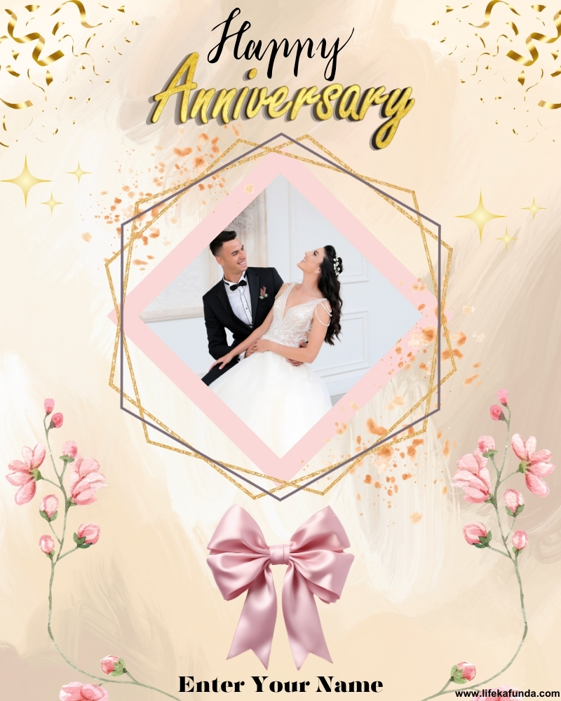 Happy wedding Anniversary card with photo and Name