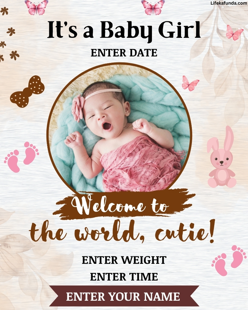 Heartfelt welcome wishes card for a baby Girl