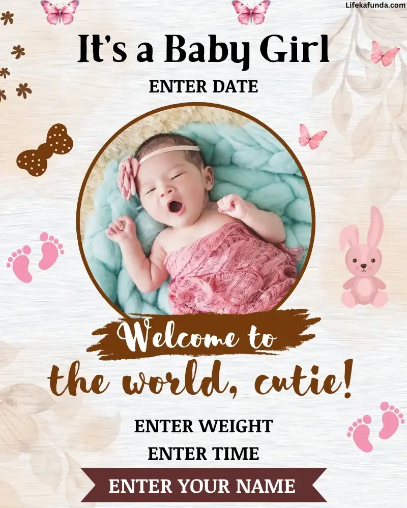 Heartfelt welcome wishes card for a baby Girl