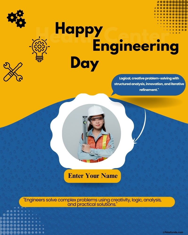 Illustration Happy Engineering Day wishes card with photo Editable feature 