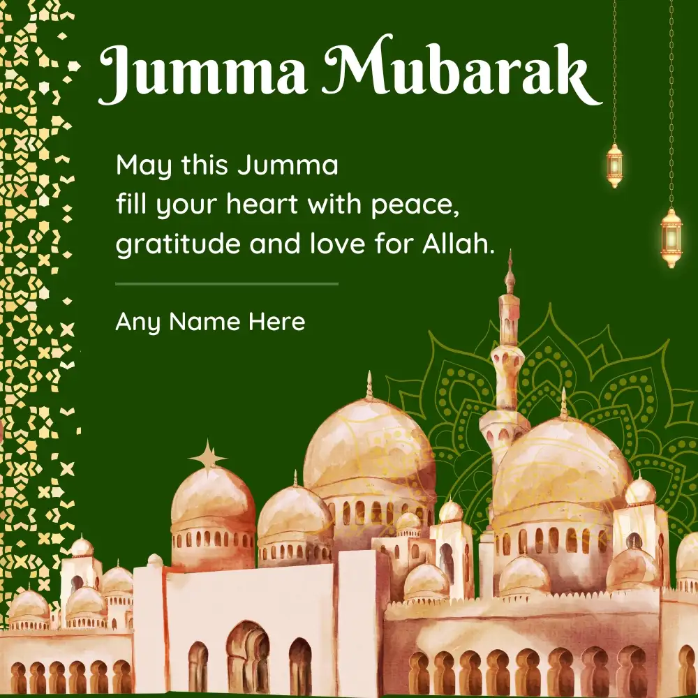 Create Spiritual Jumma Mubarak Ecard  with Quote and Name Edit