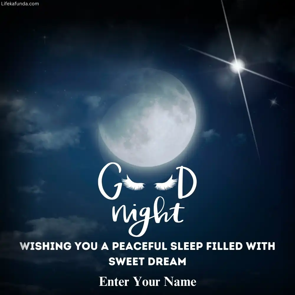 Latest Good Night wishes card with quotes and name