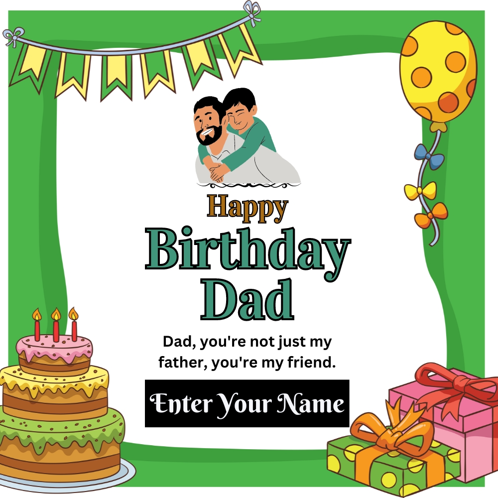 Name Editable Father Birthday Wishes Card