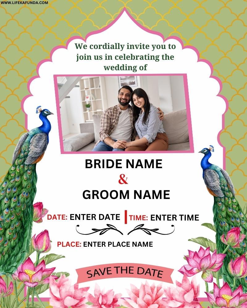 Name and Photo Editable Wedding Invitation Card